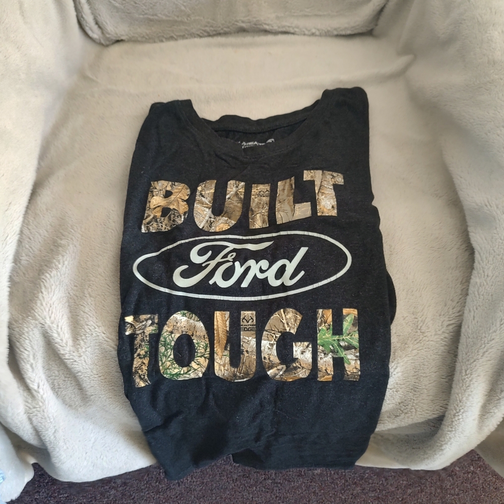 Realtree Black Short-Sleeve Tee with Camouflage 'Built Tough' Graphic